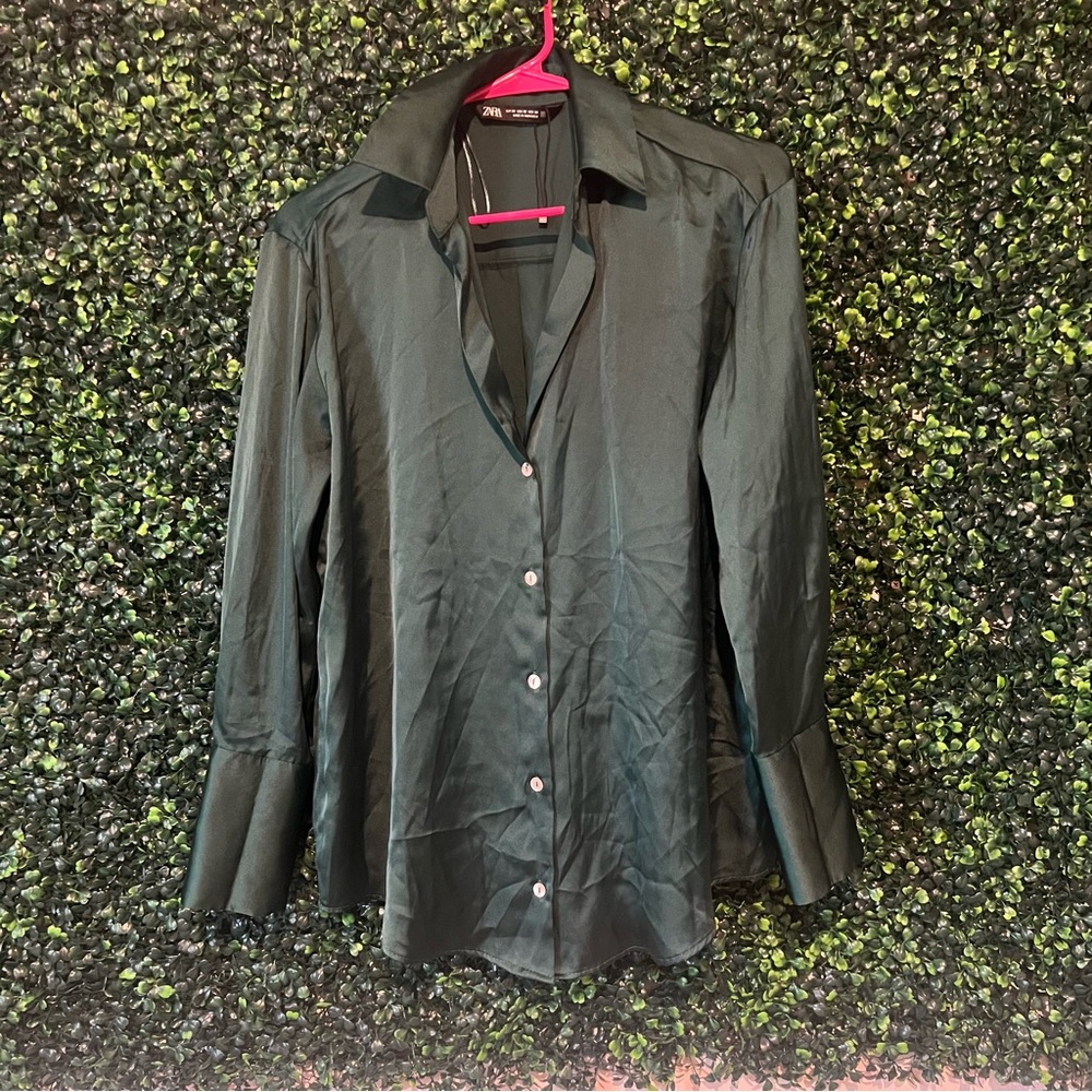Zara Dark Green Button Down Shirt